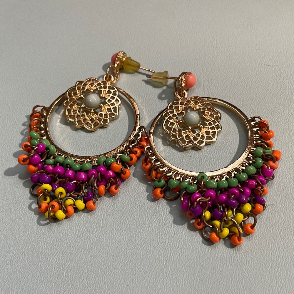 BEADED HOOP EARRINGS